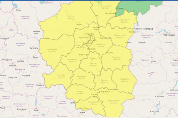 В Смоленской области до вечера среды действует «жёлтый» уровень опасности